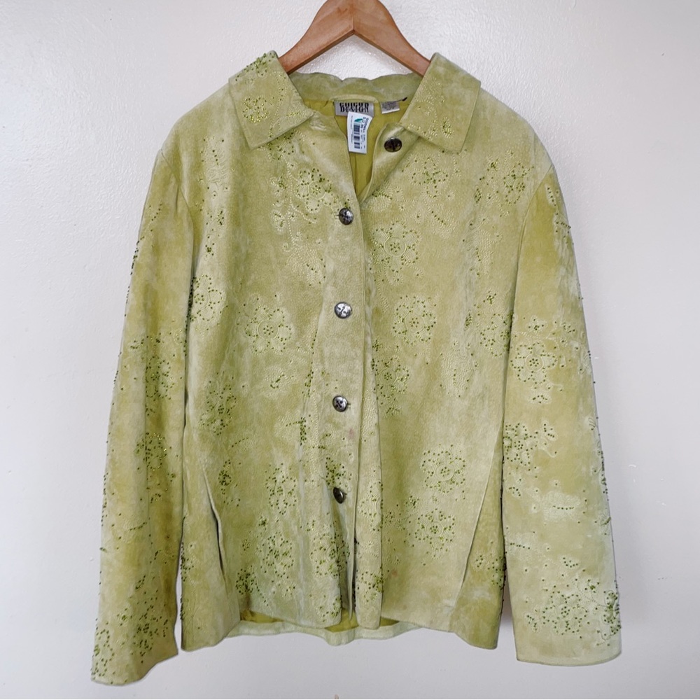 Vintage Chico’s Embroidered Leather Blazer